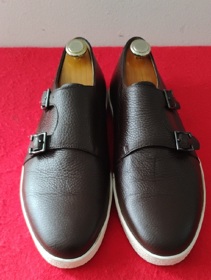 John Lobb Brown Double Monk Leather Slip-Ons